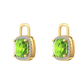 Nova earring attachments in a plain bezel setting with cushion shaped Peridot Gardiner Brothers