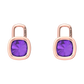 Nova earring attachments in a plain bezel setting with cushion shaped Amethyst Gardiner Brothers