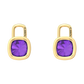 Nova earring attachments in a plain bezel setting with cushion shaped Amethyst Gardiner Brothers