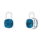 Nova earring attachments in a plain bezel setting with cushion shaped London Blue Topaz Gardiner Brothers White Gold