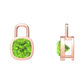 Nova earring attachments in a plain bezel setting with cushion shaped Peridot Gardiner Brothers