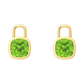 Nova earring attachments in a plain bezel setting with cushion shaped Peridot Gardiner Brothers Yellow Gold