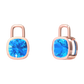 Nova earring attachments in a plain bezel setting with cushion shaped Swiss Blue Topaz Gardiner Brothers Rose Gold