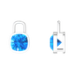Nova earring attachments in a plain bezel setting with cushion shaped Swiss Blue Topaz Gardiner Brothers