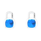 Nova earring attachments in a plain bezel setting with cushion shaped Swiss Blue Topaz Gardiner Brothers
