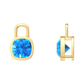 Nova earring attachments in a plain bezel setting with cushion shaped Swiss Blue Topaz Gardiner Brothers