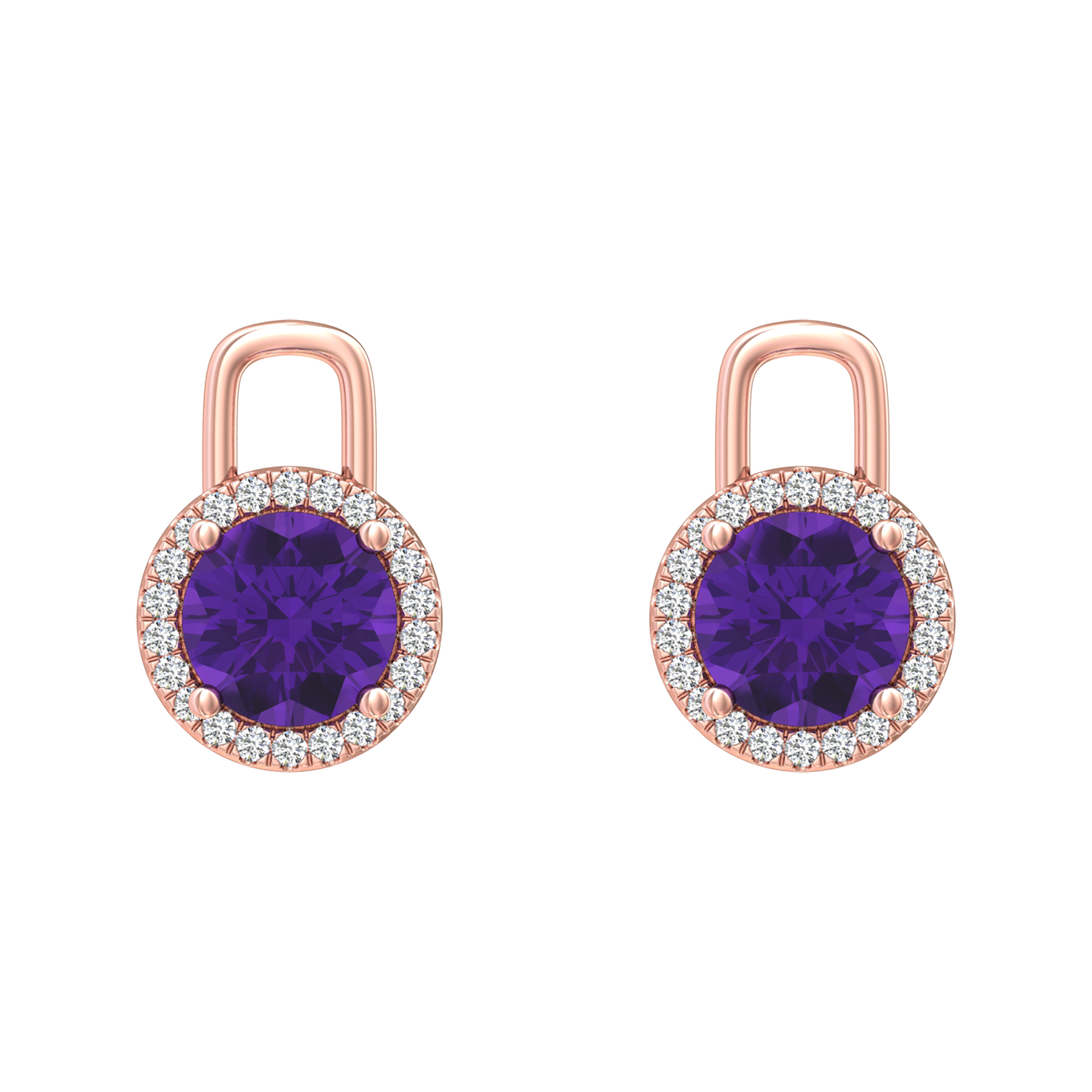 Nova diamond set earring attachments set with a round Amethyst Gardiner Brothers