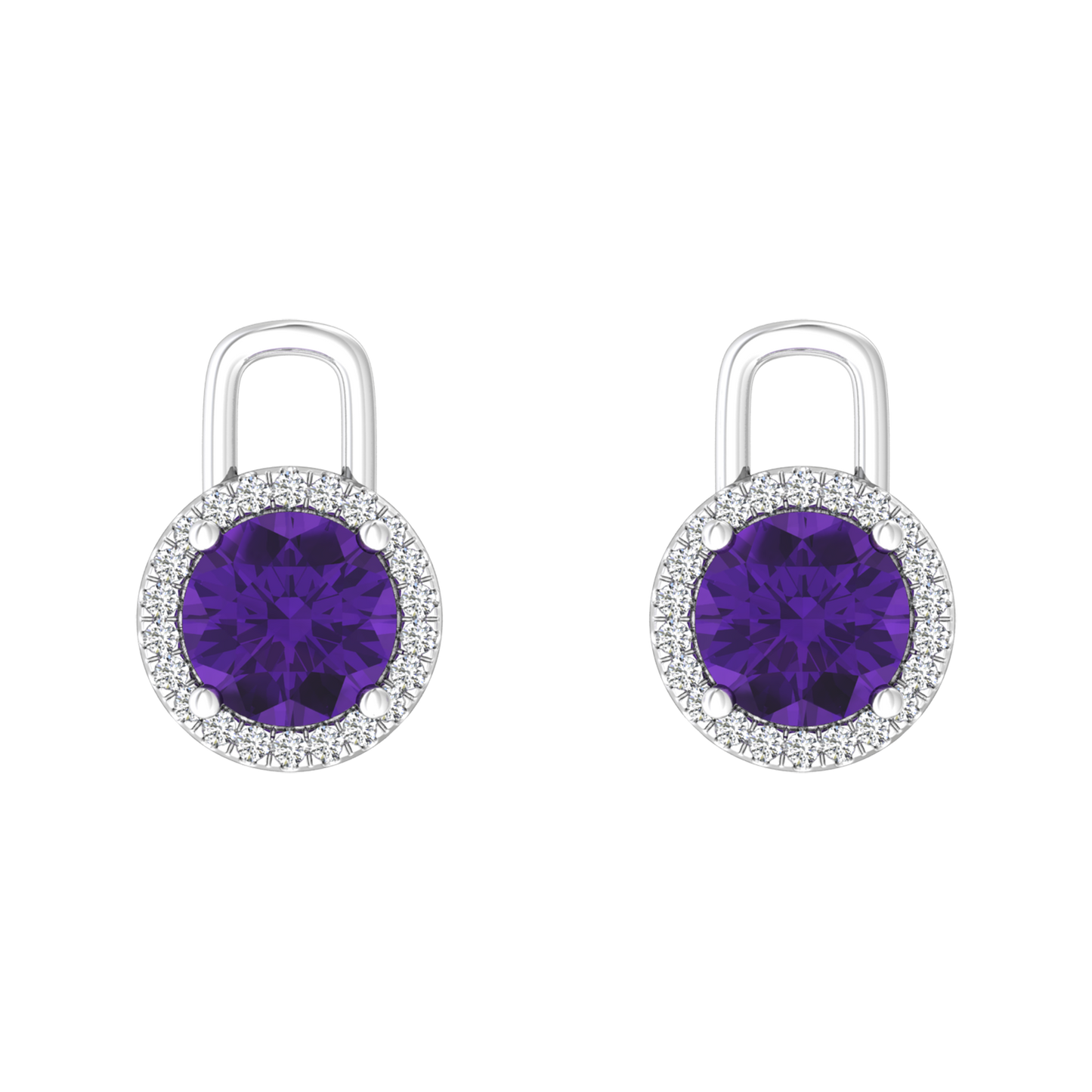 Nova diamond set earring attachments set with a round Amethyst Gardiner Brothers