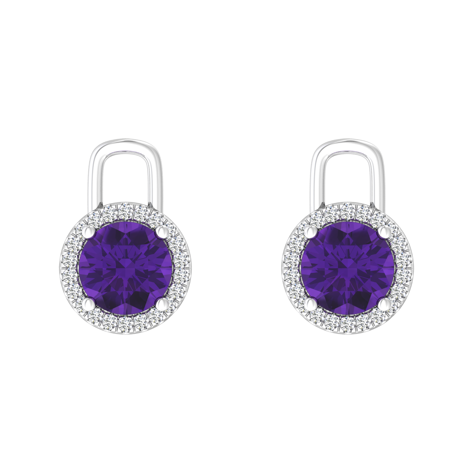 Nova diamond set earring attachments set with a round Amethyst Gardiner Brothers
