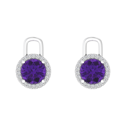 Nova diamond set earring attachments set with a round Amethyst Gardiner Brothers
