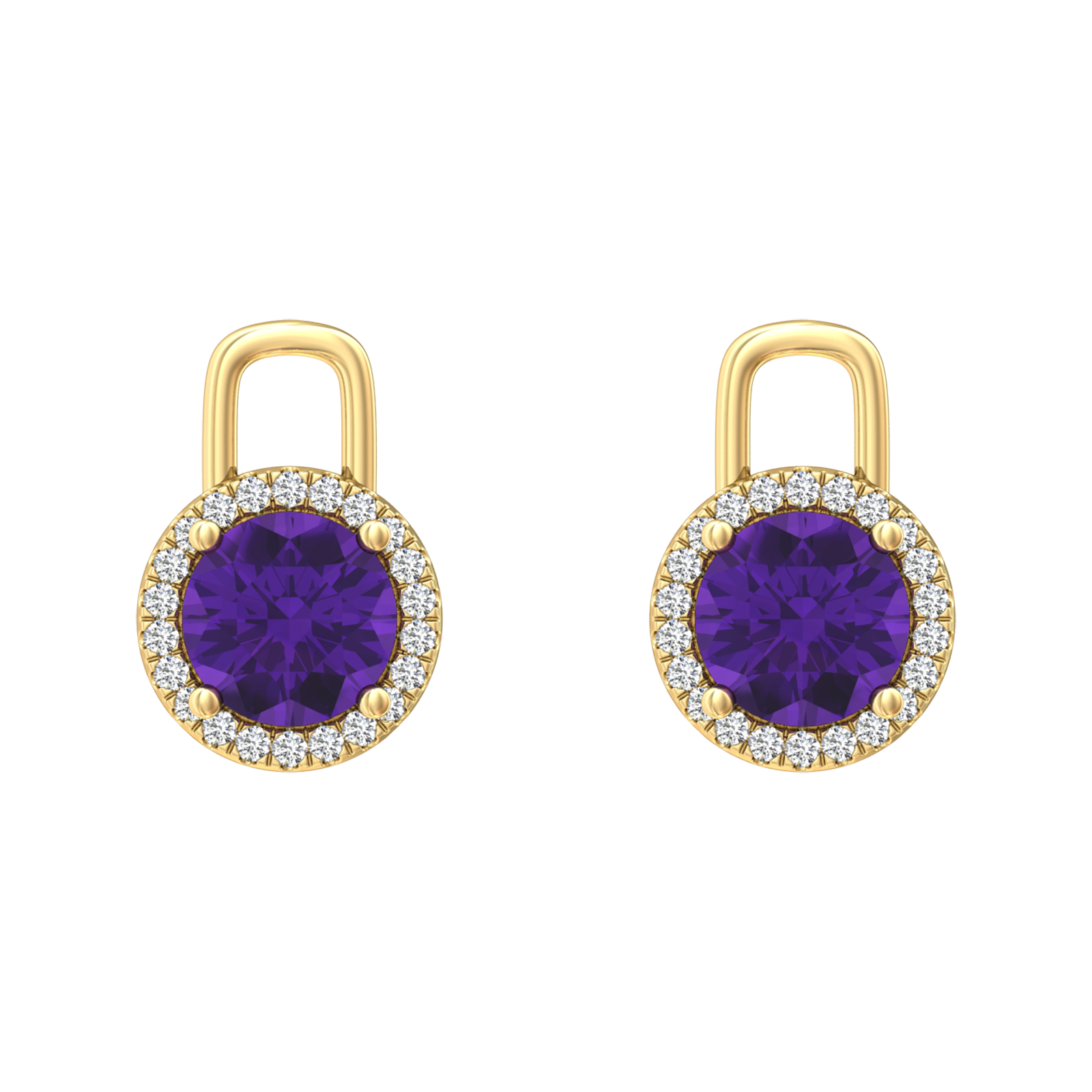 Nova diamond set earring attachments set with a round Amethyst Gardiner Brothers