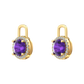 Nova diamond set earring attachments set with a round Amethyst Gardiner Brothers Yellow Gold