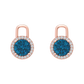 Nova diamond set earrings attachments set with a round London Blue Topaz Gardiner Brothers Rose Gold