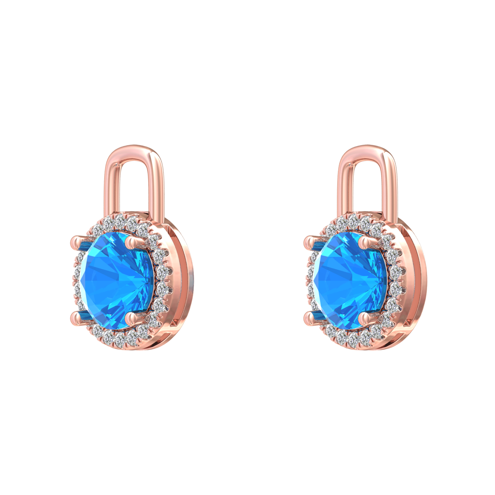 Nova diamond set earrings attachments set with a round Swiss Blue Topaz Gardiner Brothers