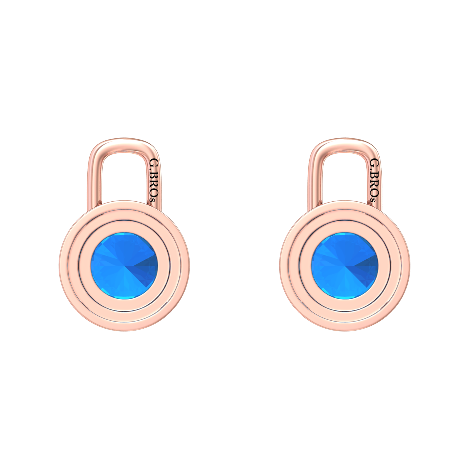 Nova diamond set earrings attachments set with a round Swiss Blue Topaz Gardiner Brothers