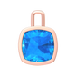 Nova pendant attachment in a plain bezel setting with cushion shaped Swiss Blue Topaz Gardiner Brothers Rose Gold
