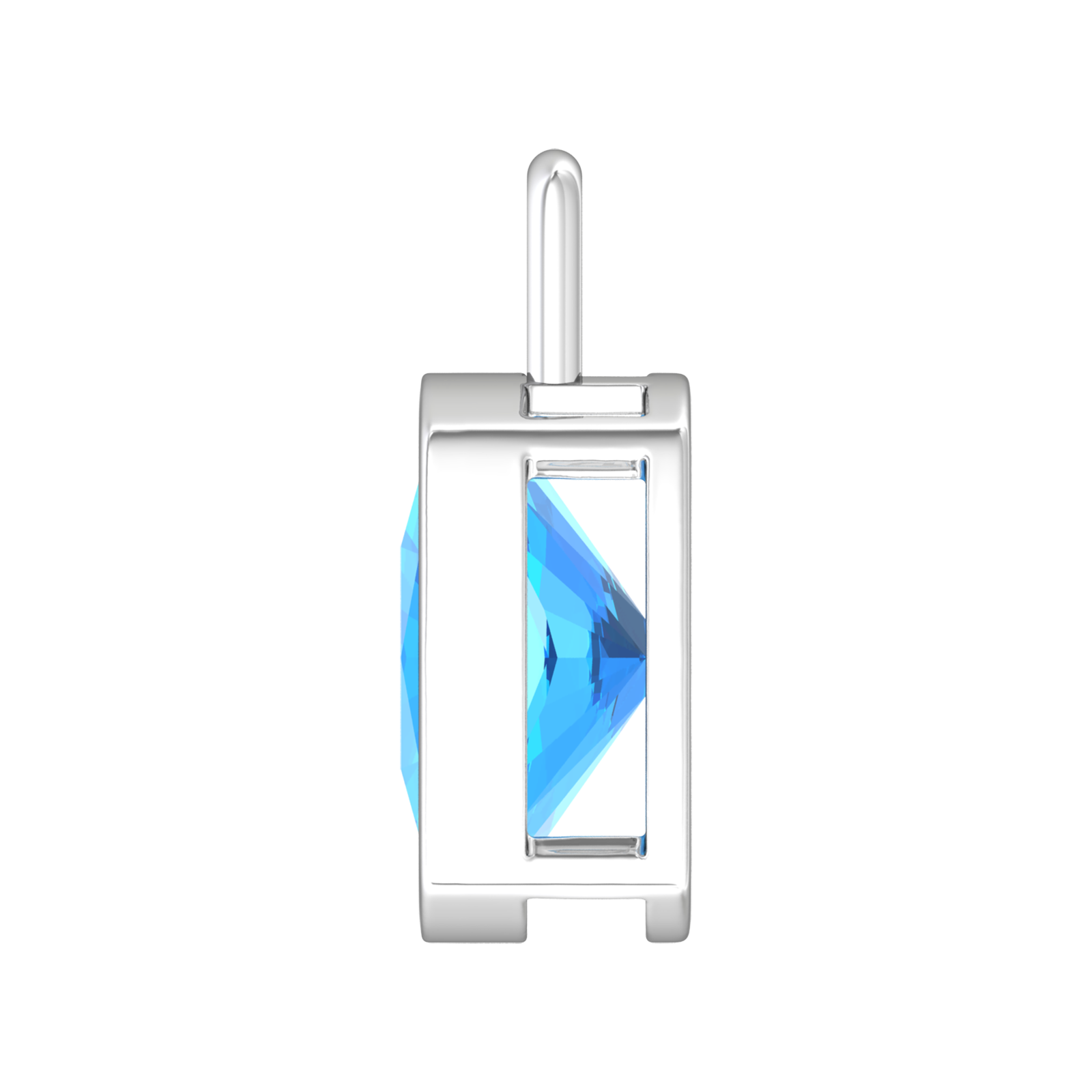 Nova pendant attachment in a plain bezel setting with cushion shaped Swiss Blue Topaz Gardiner Brothers