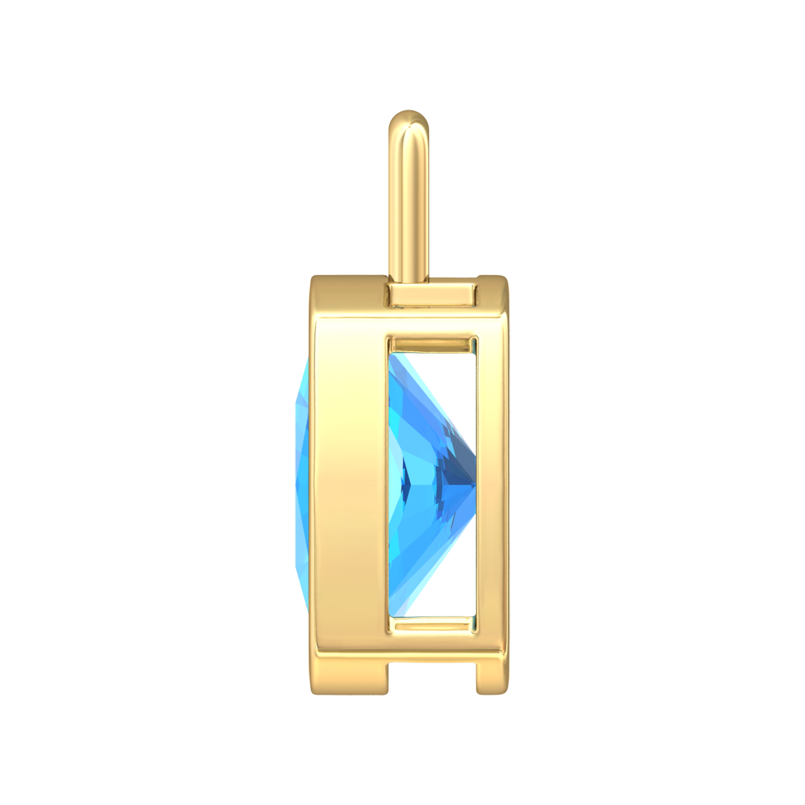 Nova pendant attachment in a plain bezel setting with cushion shaped Swiss Blue Topaz Gardiner Brothers