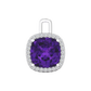 Nova diamond set pendant attachment set with a cushion shaped Amethyst Gardiner Brothers White Gold