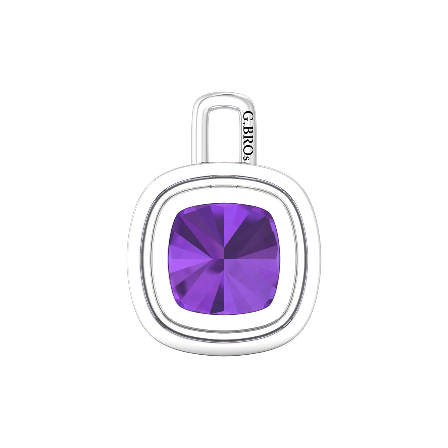 Nova diamond set pendant attachment set with a cushion shaped Amethyst Gardiner Brothers