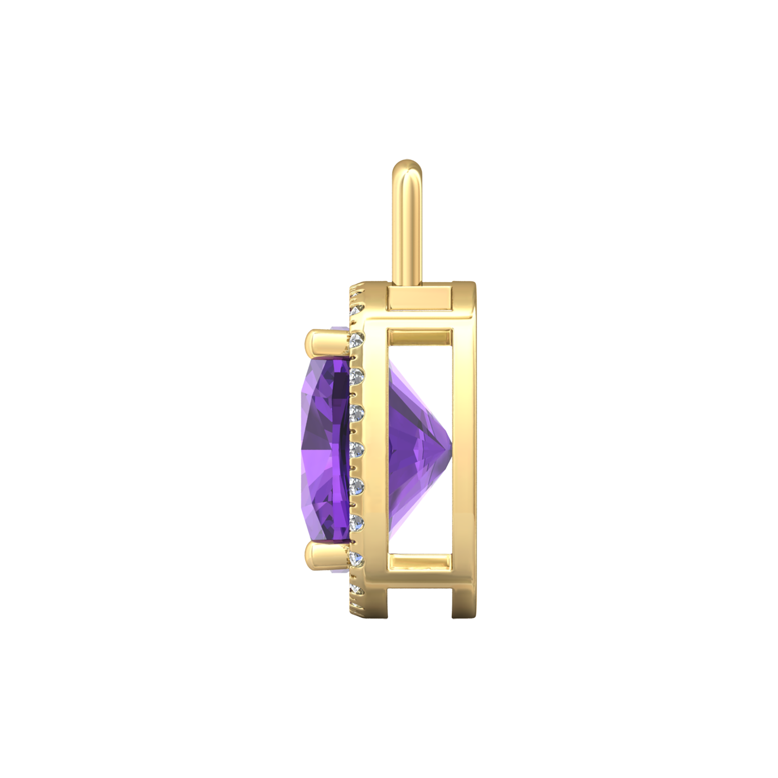 Nova diamond set pendant attachment set with a cushion shaped Amethyst Gardiner Brothers
