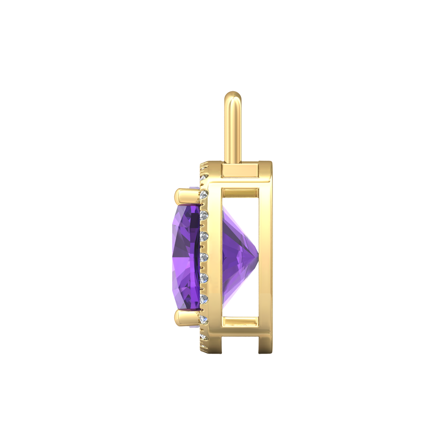 Nova diamond set pendant attachment set with a cushion shaped Amethyst Gardiner Brothers