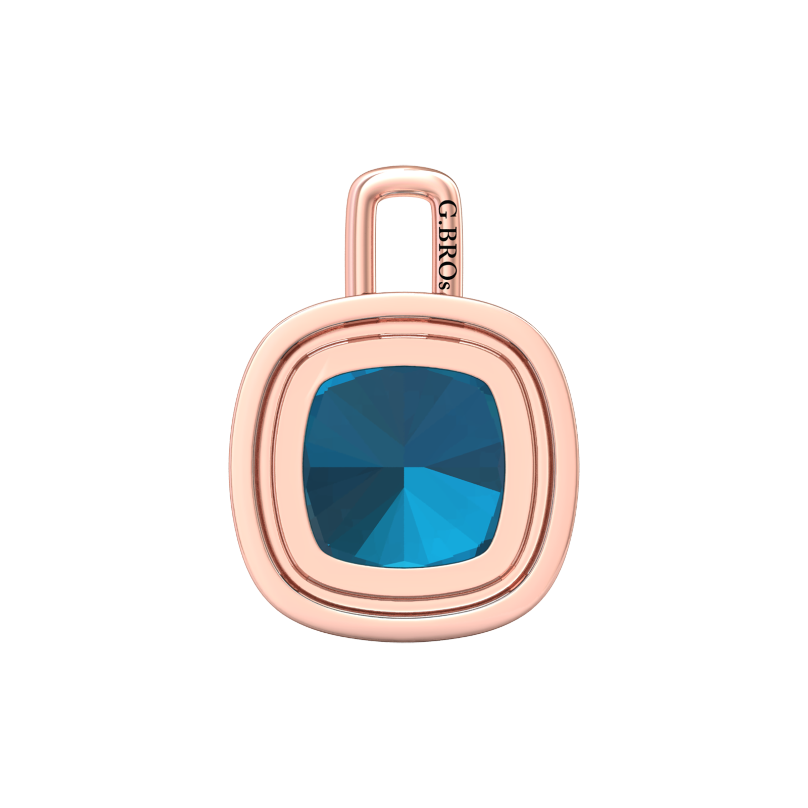 Nova diamond set pendant attachment set with a cushion shaped London Blue Topaz Gardiner Brothers