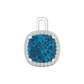 Nova diamond set pendant attachment set with a cushion shaped London Blue Topaz Gardiner Brothers White Gold