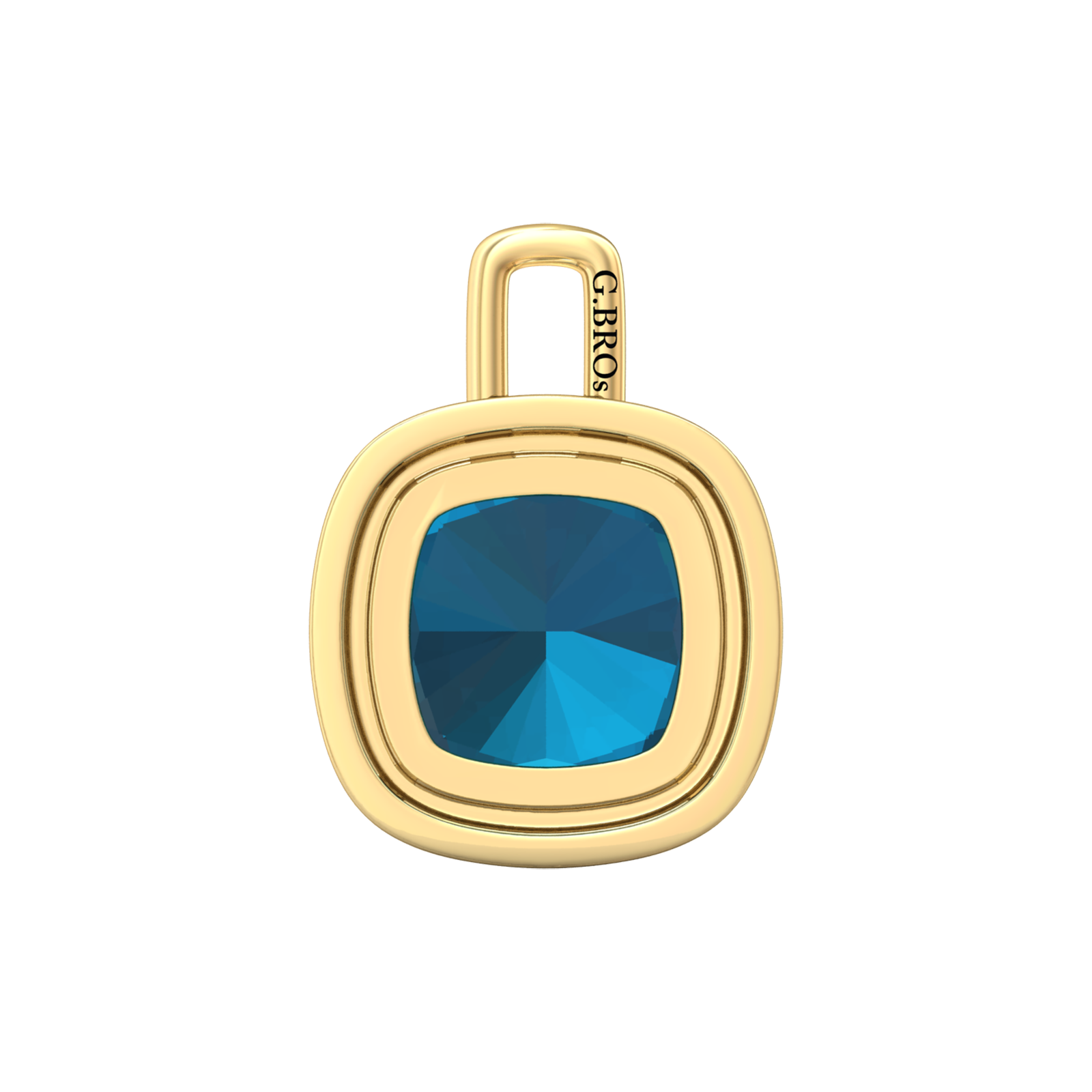 Nova diamond set pendant attachment set with a cushion shaped London Blue Topaz Gardiner Brothers