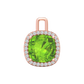 Nova diamond set pendant attachment set with a cushion shaped Peridot Gardiner Brothers Rose Gold