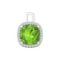 Nova diamond set pendant attachment set with a cushion shaped Peridot Gardiner Brothers White Gold