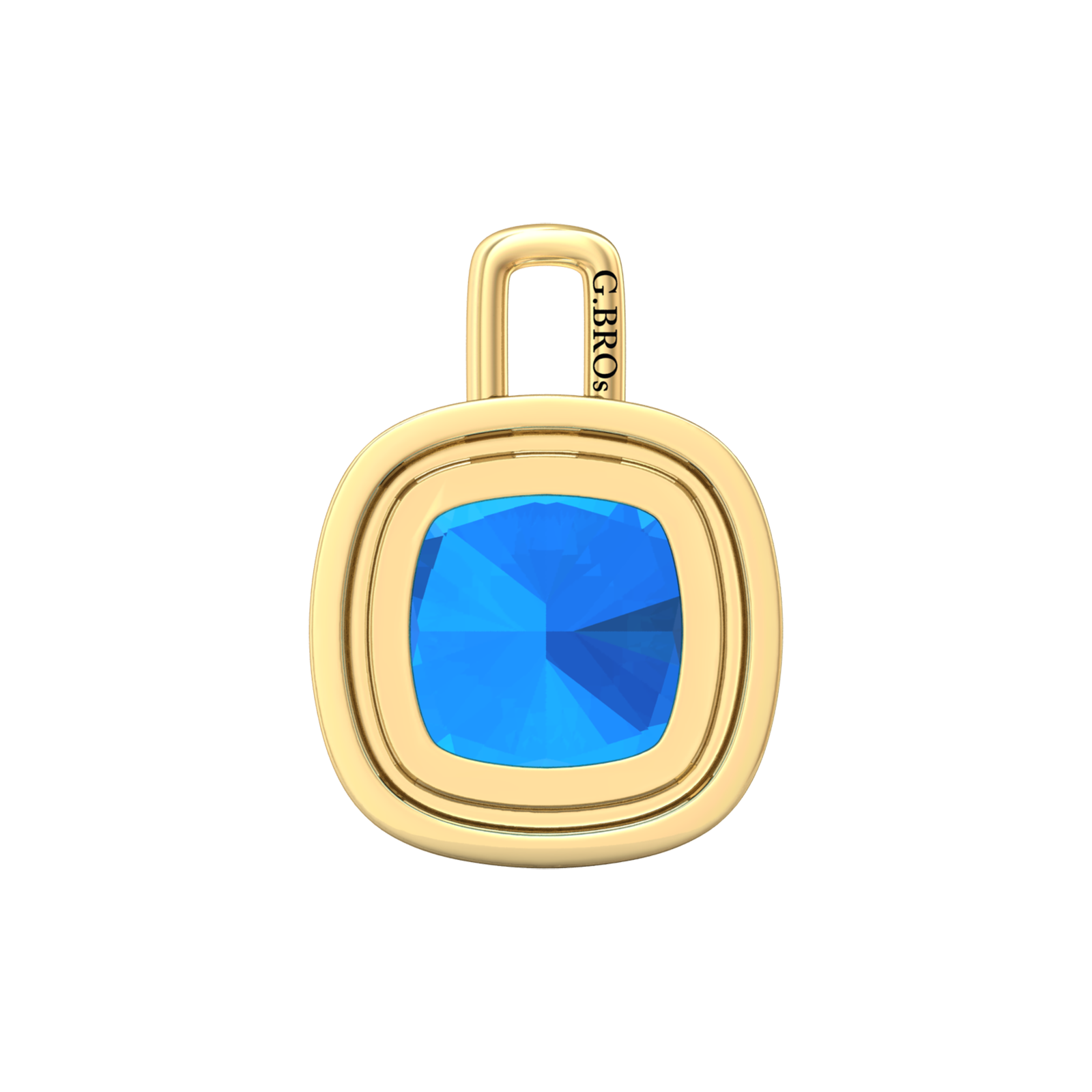 Nova diamond set pendant attachment set with a cushion shaped Swiss Blue Topaz Gardiner Brothers