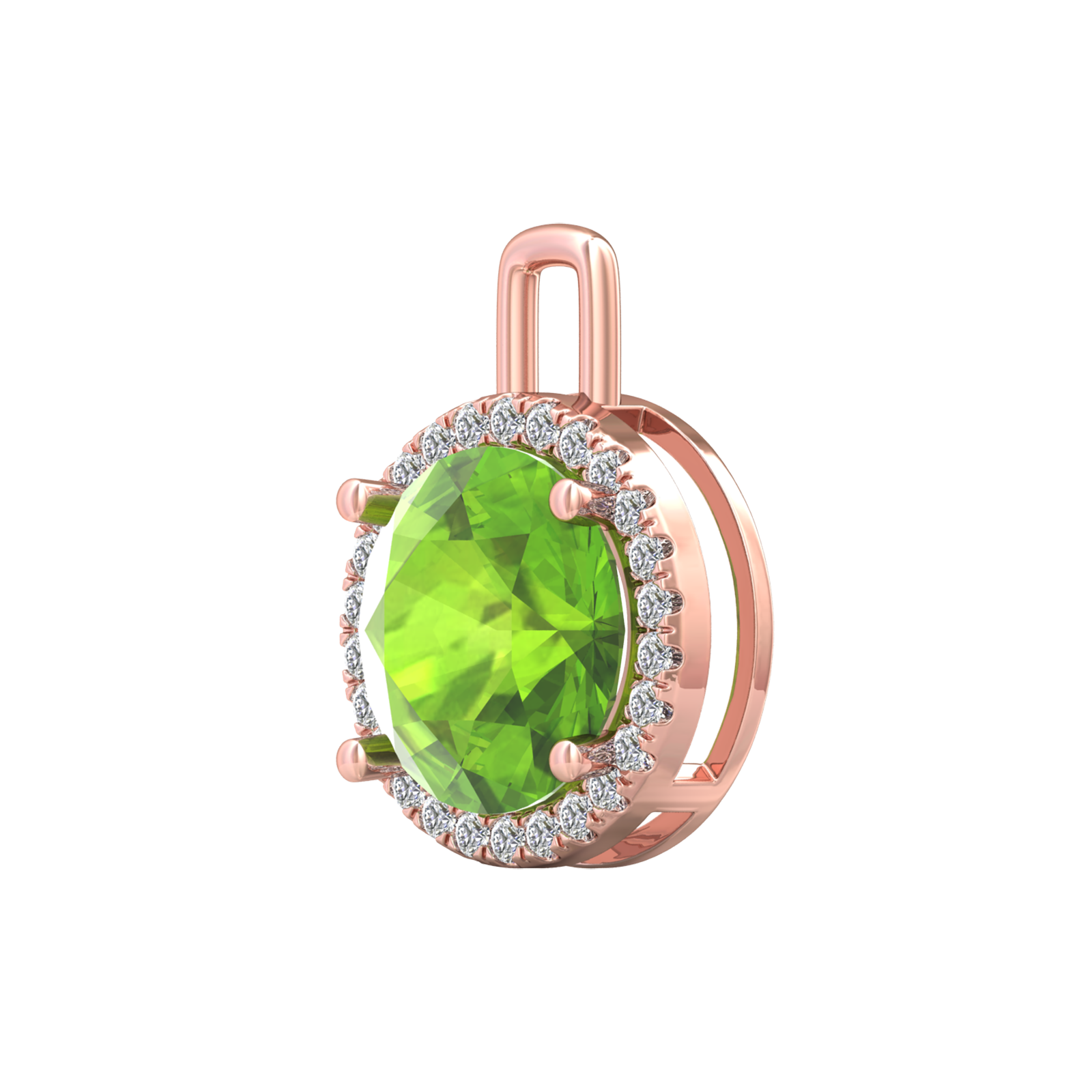 Nova diamond set pendant attachment set with a round Peridot Gardiner Brothers