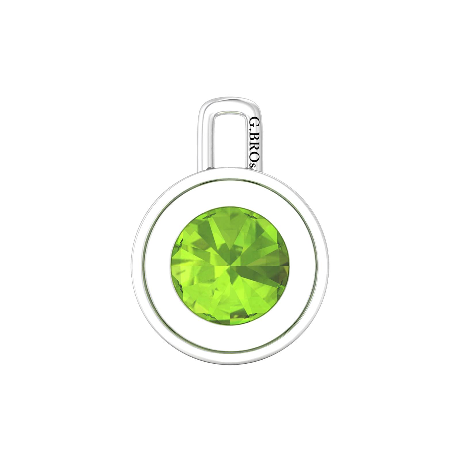 Nova diamond set pendant attachment set with a round Peridot Gardiner Brothers