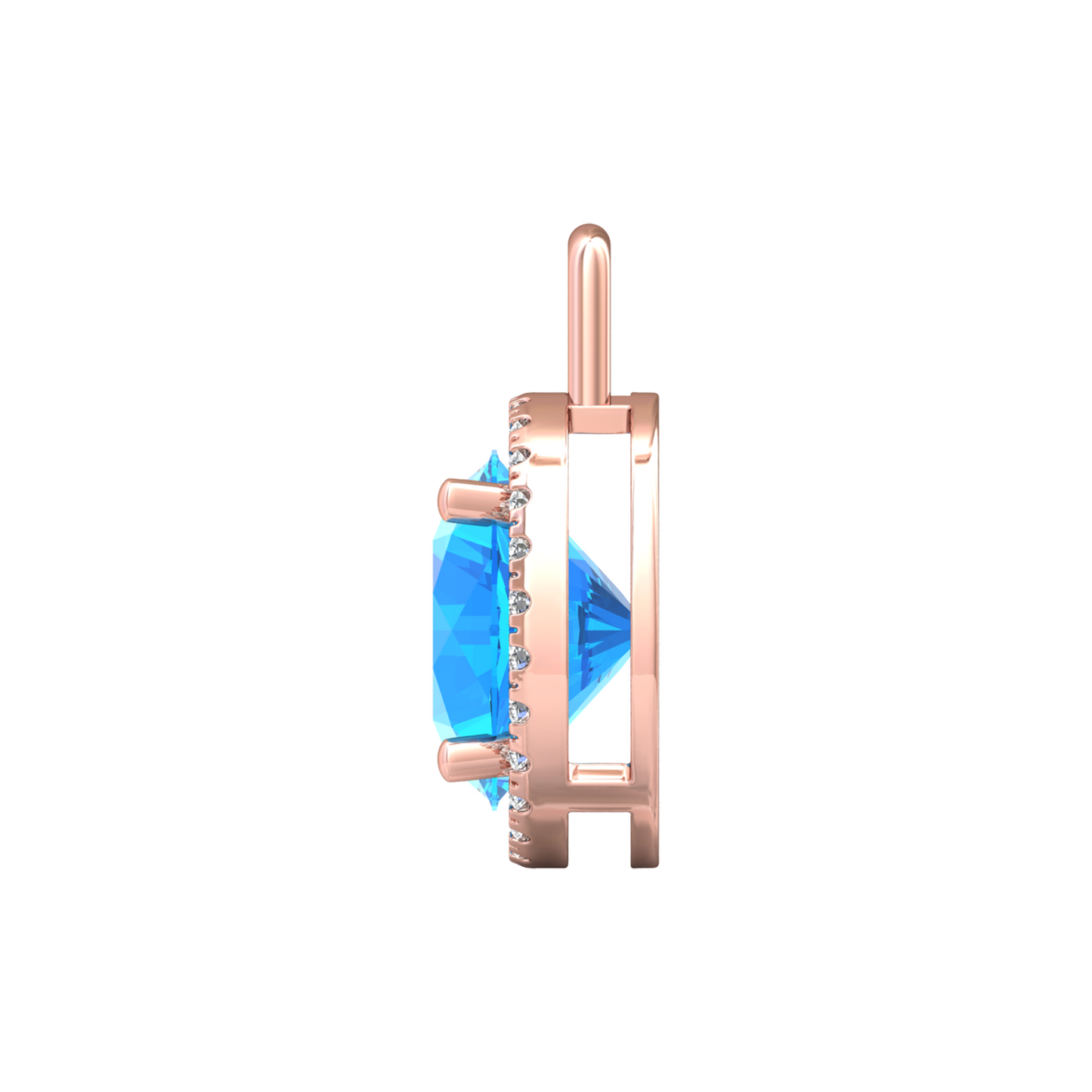 Nova diamond set pendant attachment set with a round Swiss Blue Topaz Gardiner Brothers