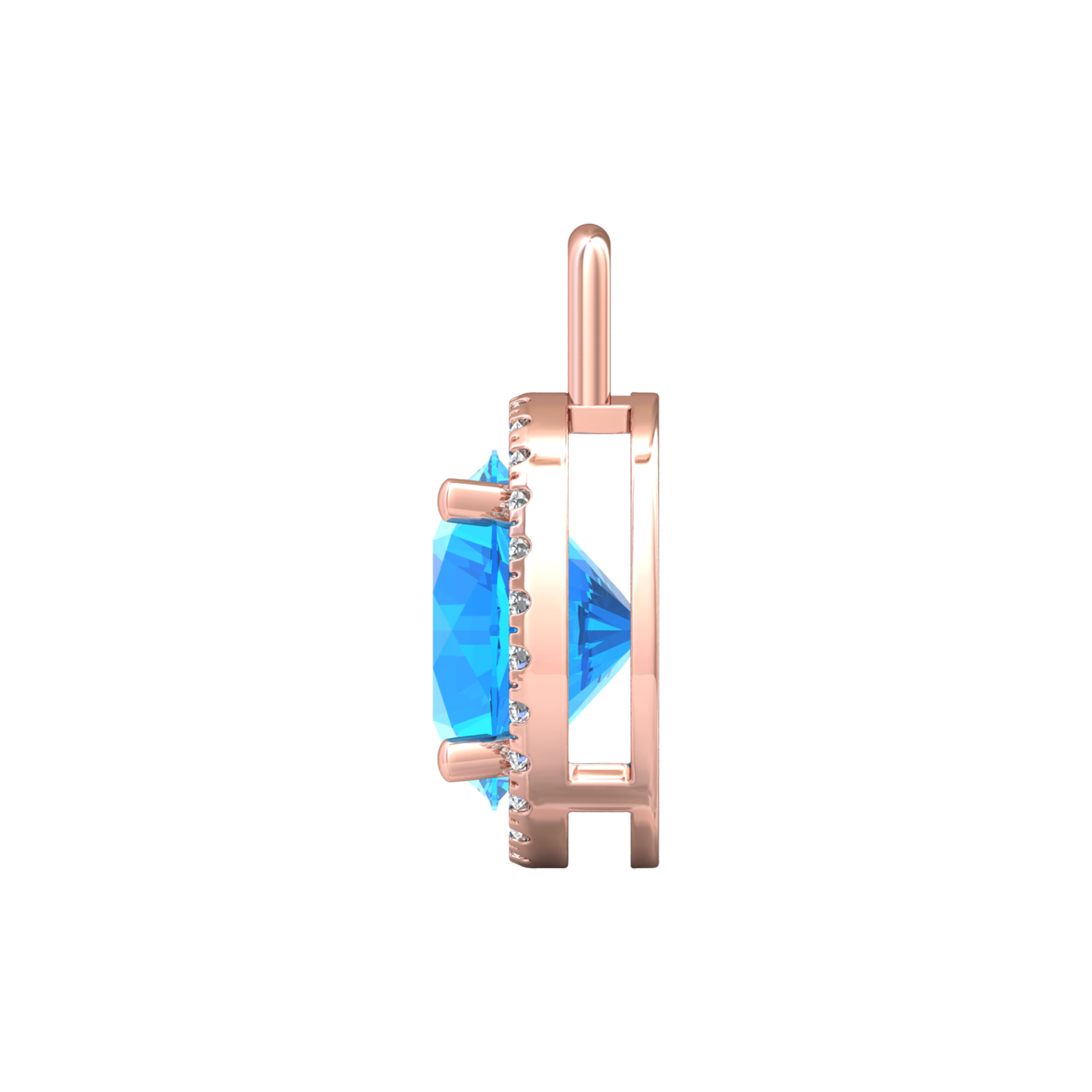 Nova diamond set pendant attachment set with a round Swiss Blue Topaz Gardiner Brothers