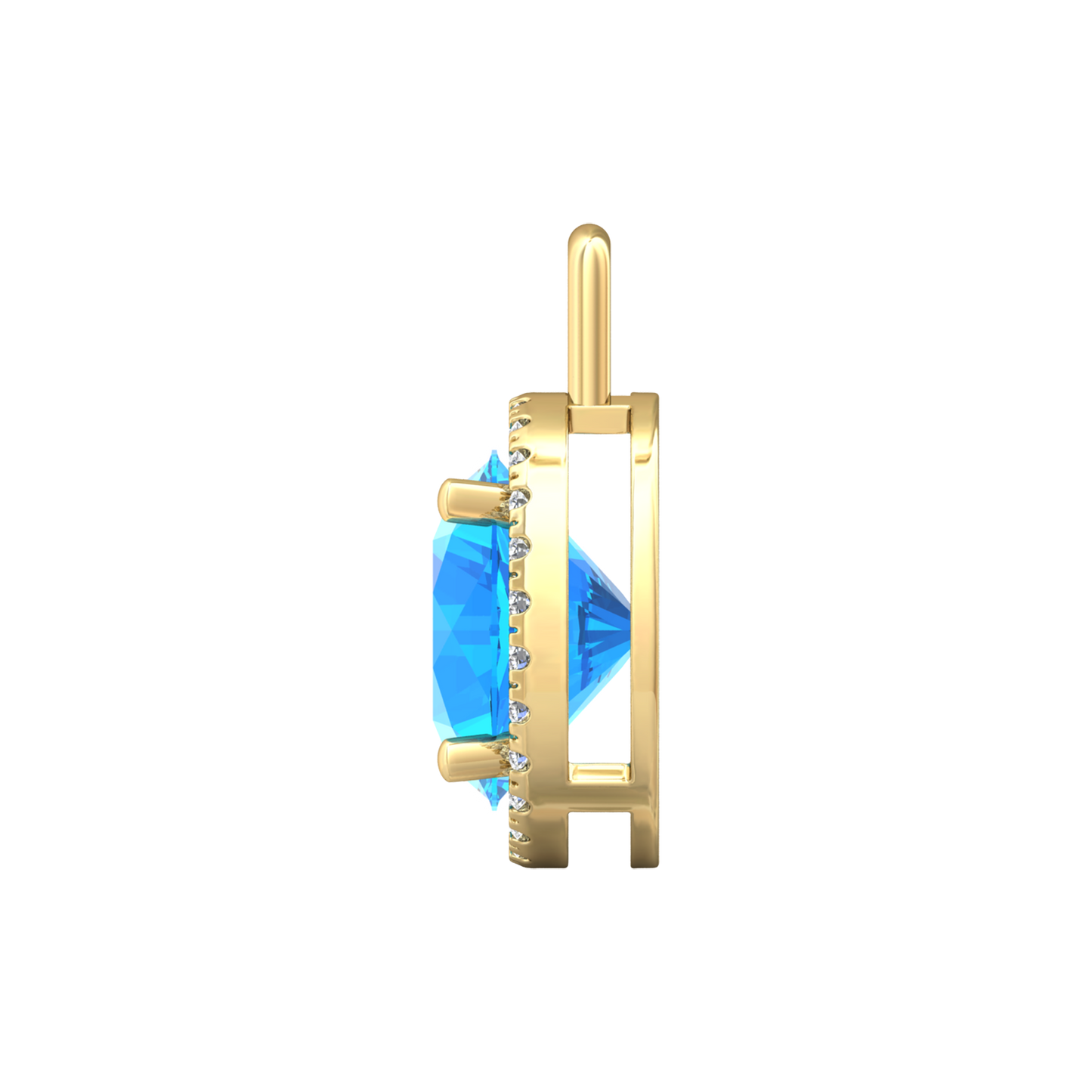 Nova diamond set pendant attachment set with a round Swiss Blue Topaz Gardiner Brothers