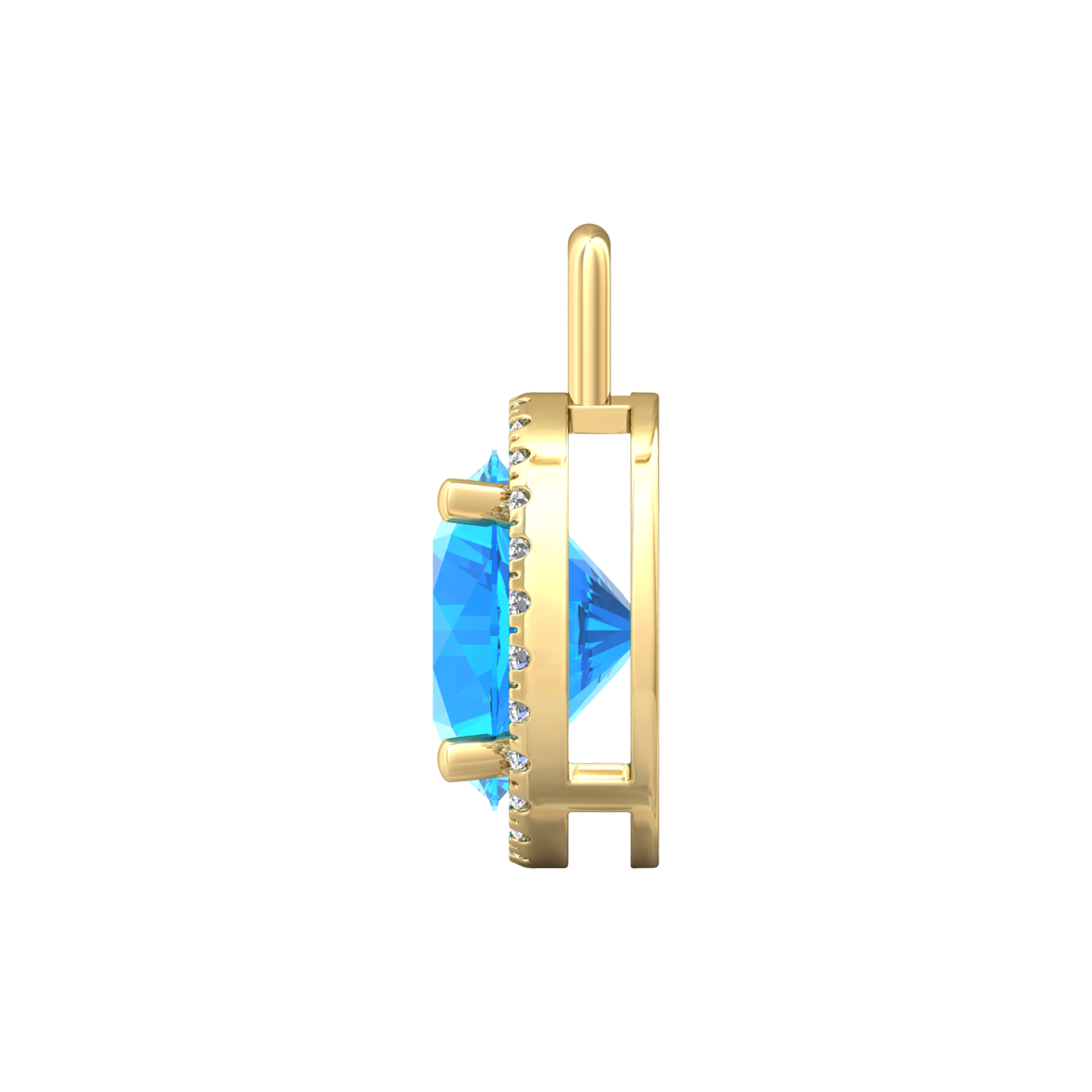 Nova diamond set pendant attachment set with a round Swiss Blue Topaz Gardiner Brothers