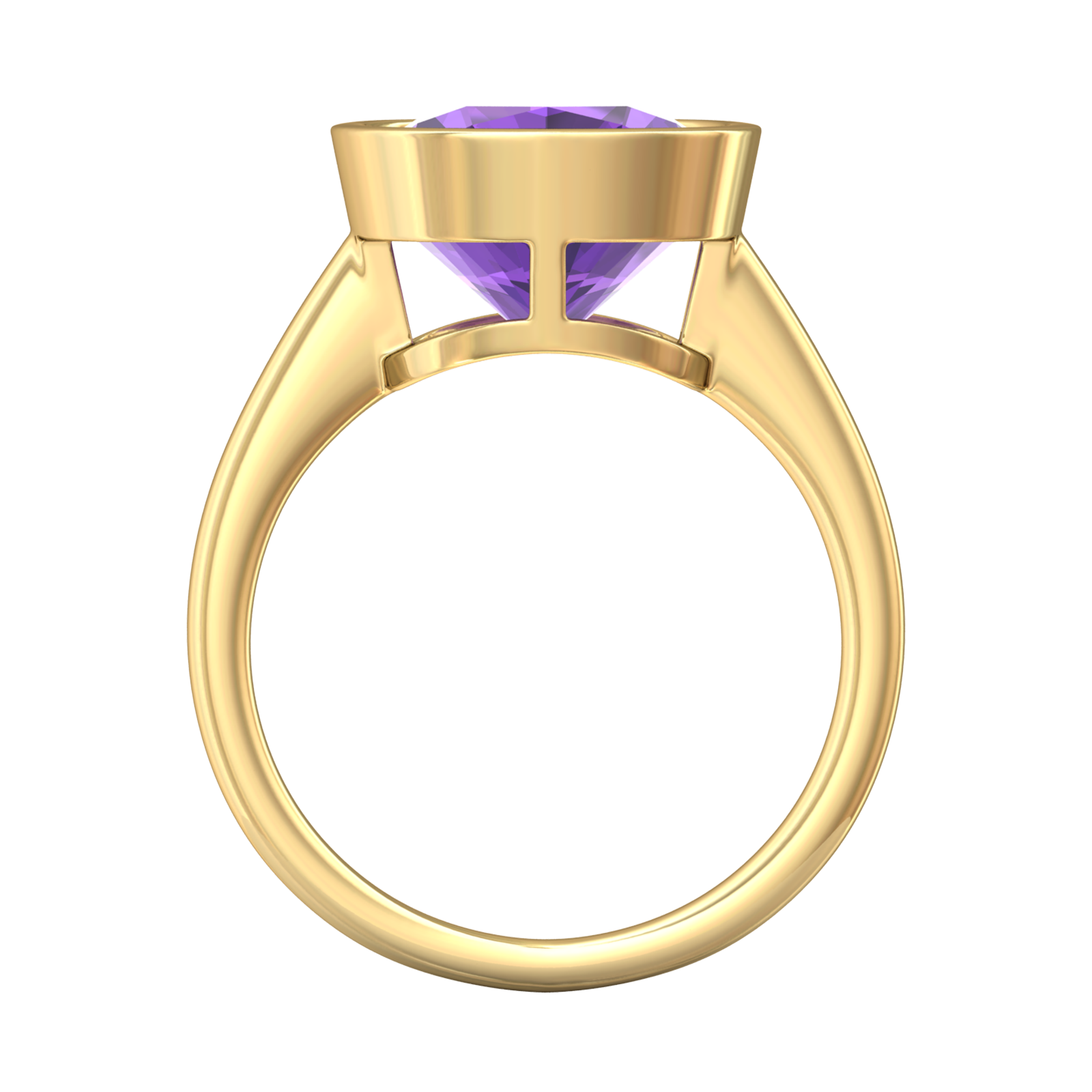 Nova cushion shaped Amethyst ring set in a plain bezel setting Gardiner Brothers