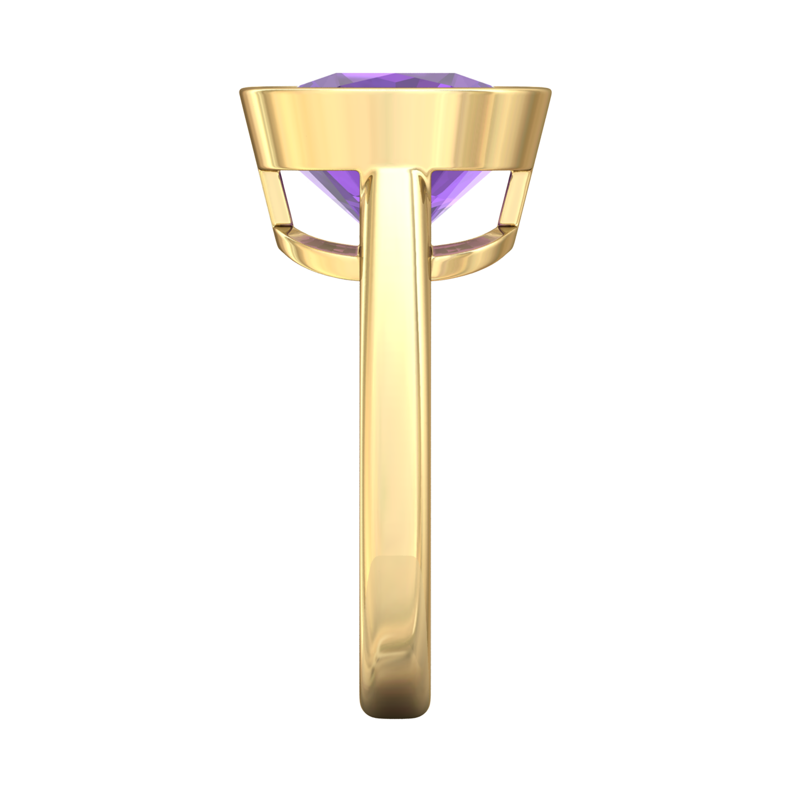 Nova cushion shaped Amethyst ring set in a plain bezel setting Gardiner Brothers