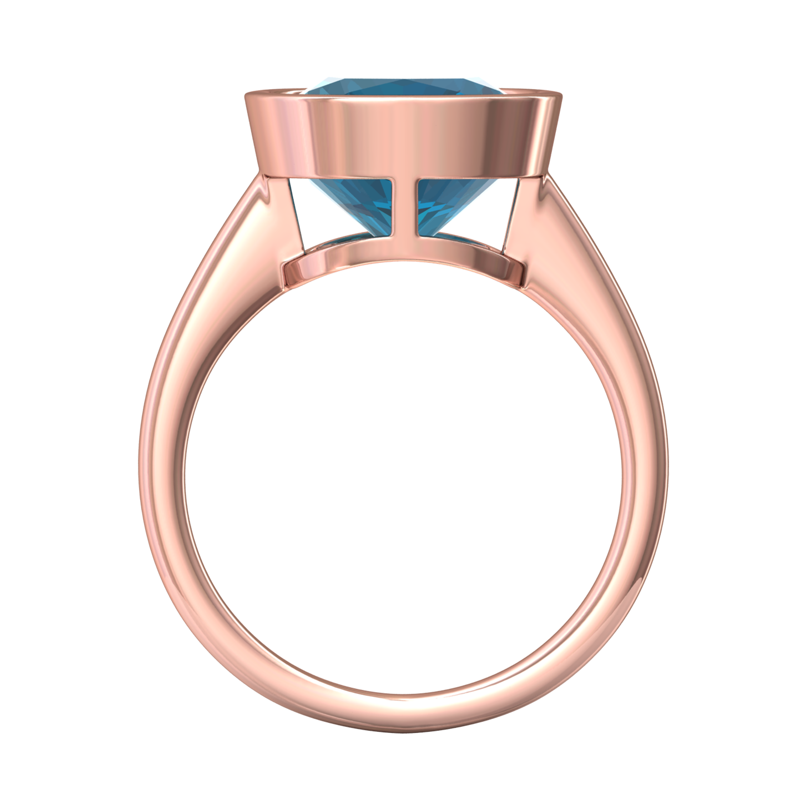 Nova cushion shaped London Blue Topaz ring set in a plain bezel setting Gardiner Brothers