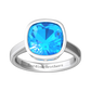 Nova cushion shaped Swiss Blue Topaz ring set in a plain bezel setting Gardiner Brothers