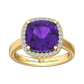 Nova cushion shaped Amethyst ring with a halo of diamonds Gardiner Brothers