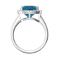 Nova cushion shaped London Blue Topaz ring with a halo of diamonds Gardiner Brothers