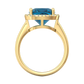Nova cushion shaped London Blue Topaz ring with a halo of diamonds Gardiner Brothers