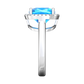 Nova cushion shaped Swiss Blue Topaz ring with a halo of diamonds Gardiner Brothers