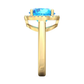 Nova round Swiss Blue Topaz ring with a halo of diamonds Gardiner Brothers
