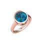 Nova round London Blue Topaz ring set in a plain bezel setting Gardiner Brothers Rose Gold