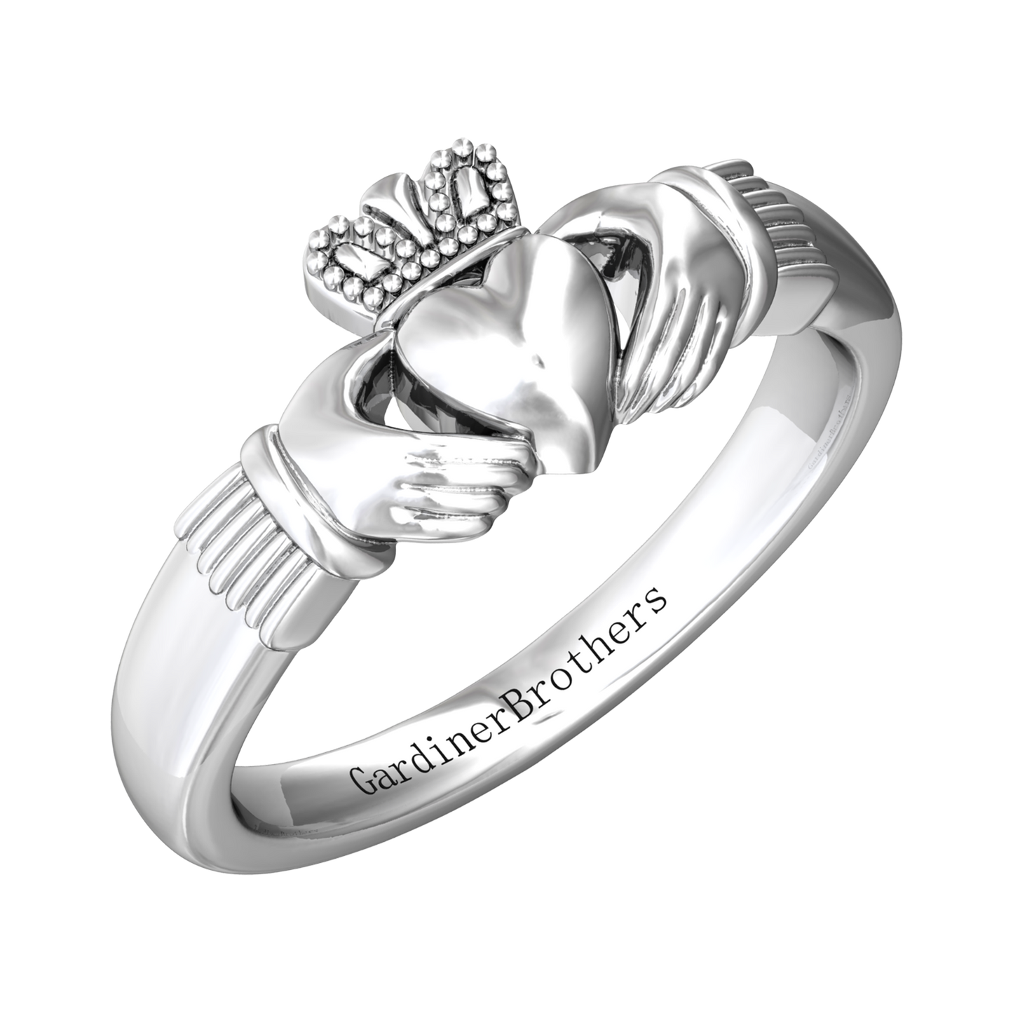 Claddagh Ring - 8mm Gardiner Brothers Platinum Medium Weight