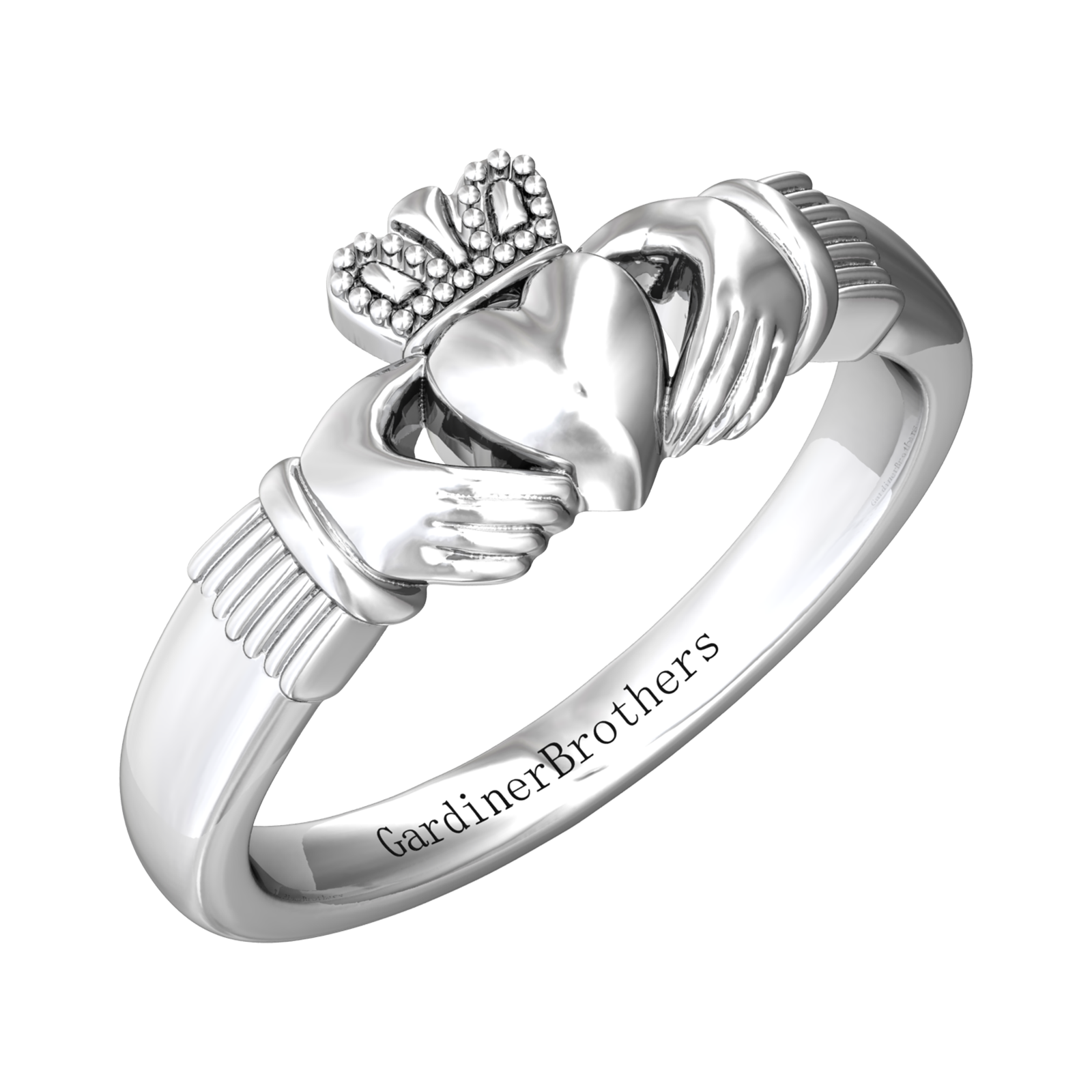 Claddagh Ring - 8mm Gardiner Brothers Platinum Medium Weight